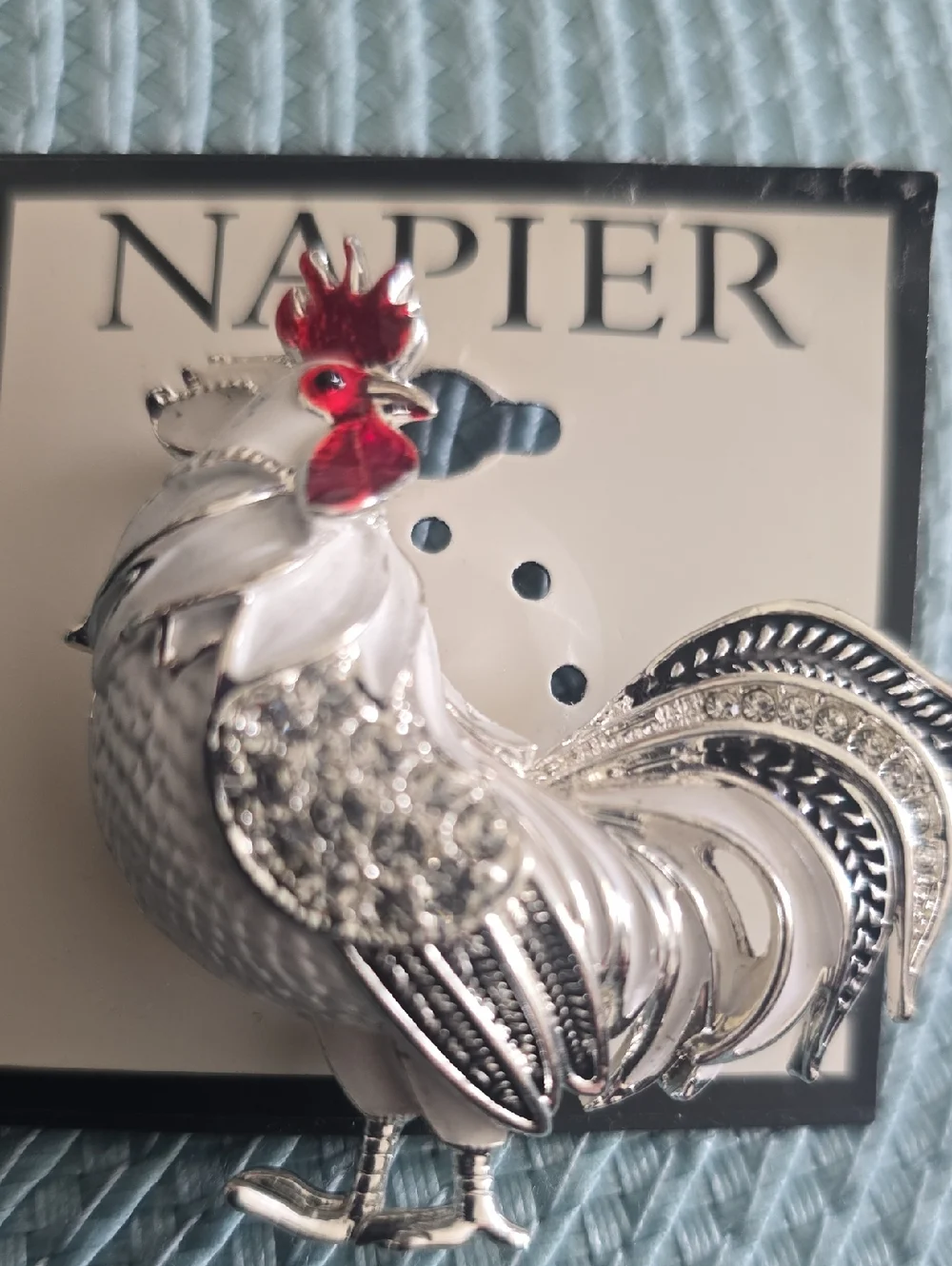 NAPIER BRAND BEAUTIFUL SILVERTONE ROOSTER FASHION JEWELRY PIN BROOCH